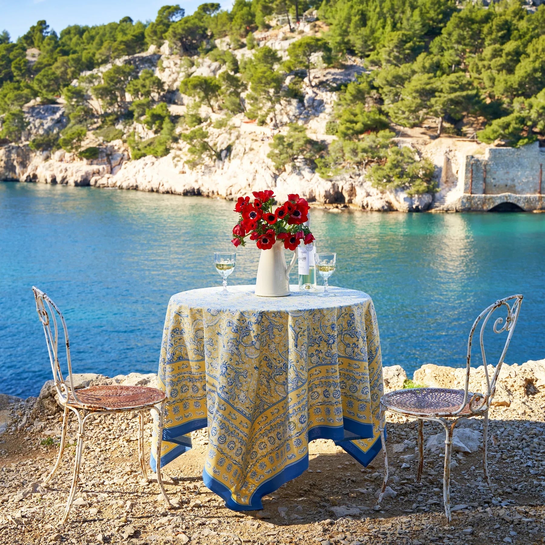  Couleur Nature La Mer Blue/Yellow Tablecloth - Blue/Yellow - Bonton