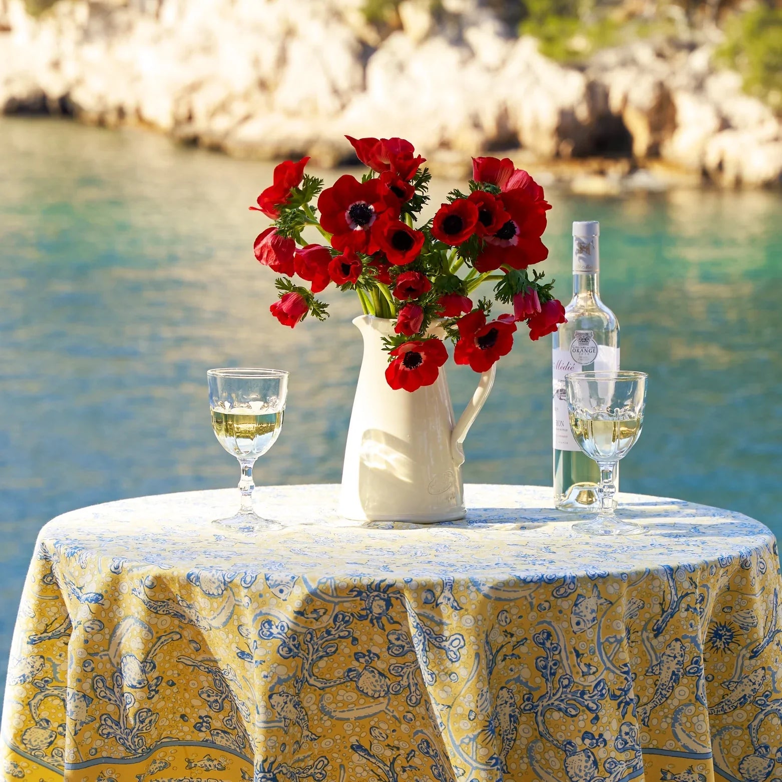  Couleur Nature La Mer Blue/Yellow Tablecloth - Blue/Yellow - Bonton