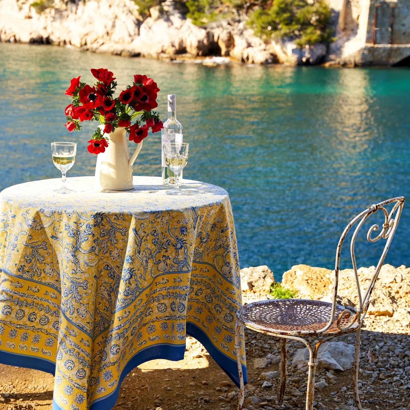  Couleur Nature La Mer Blue/Yellow Tablecloth - Blue/Yellow - Bonton