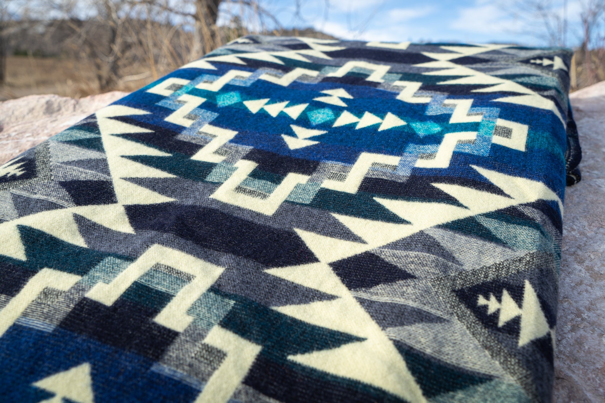  Alpaca Threadz Andean Alpaca Wool Blanket - Blue Chakana by Alpaca Threadz - Default Title - Bonton