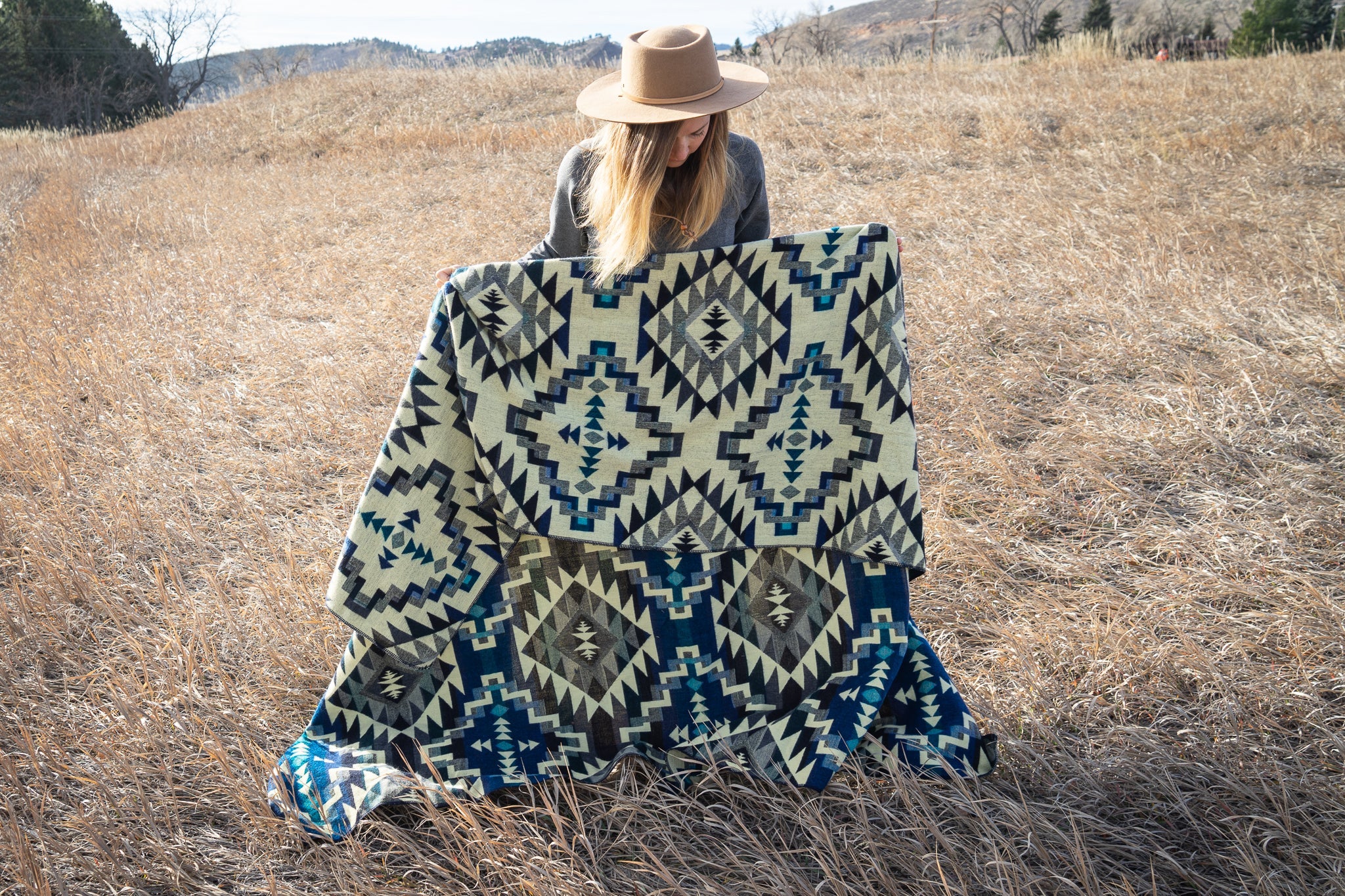  Alpaca Threadz Andean Alpaca Wool Blanket - Blue Chakana by Alpaca Threadz - Default Title - Bonton