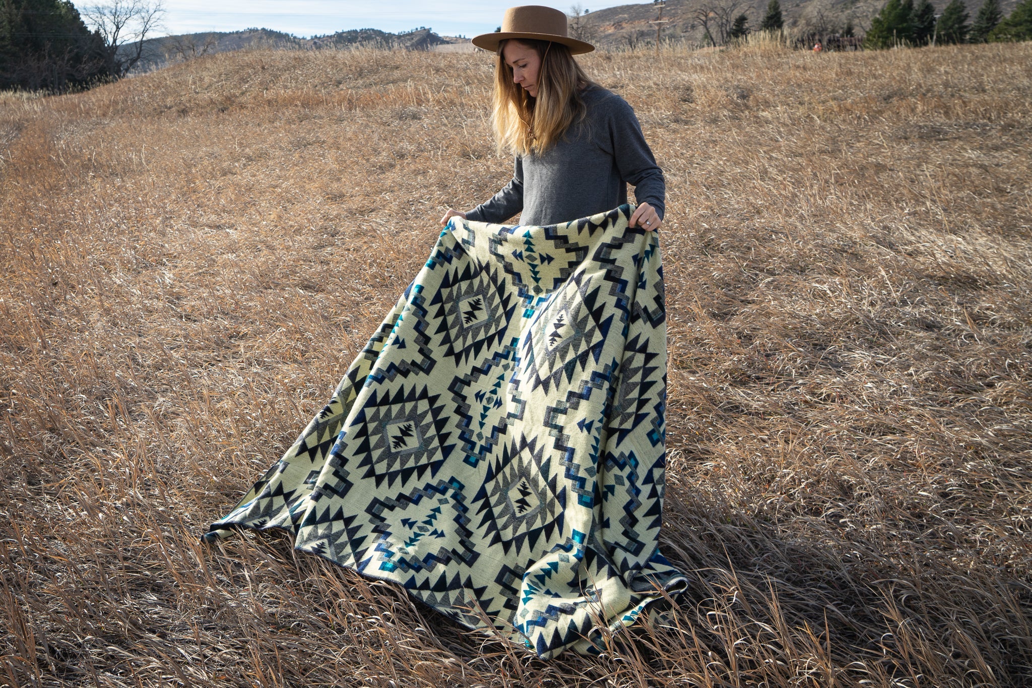  Alpaca Threadz Andean Alpaca Wool Blanket - Blue Chakana by Alpaca Threadz - Default Title - Bonton