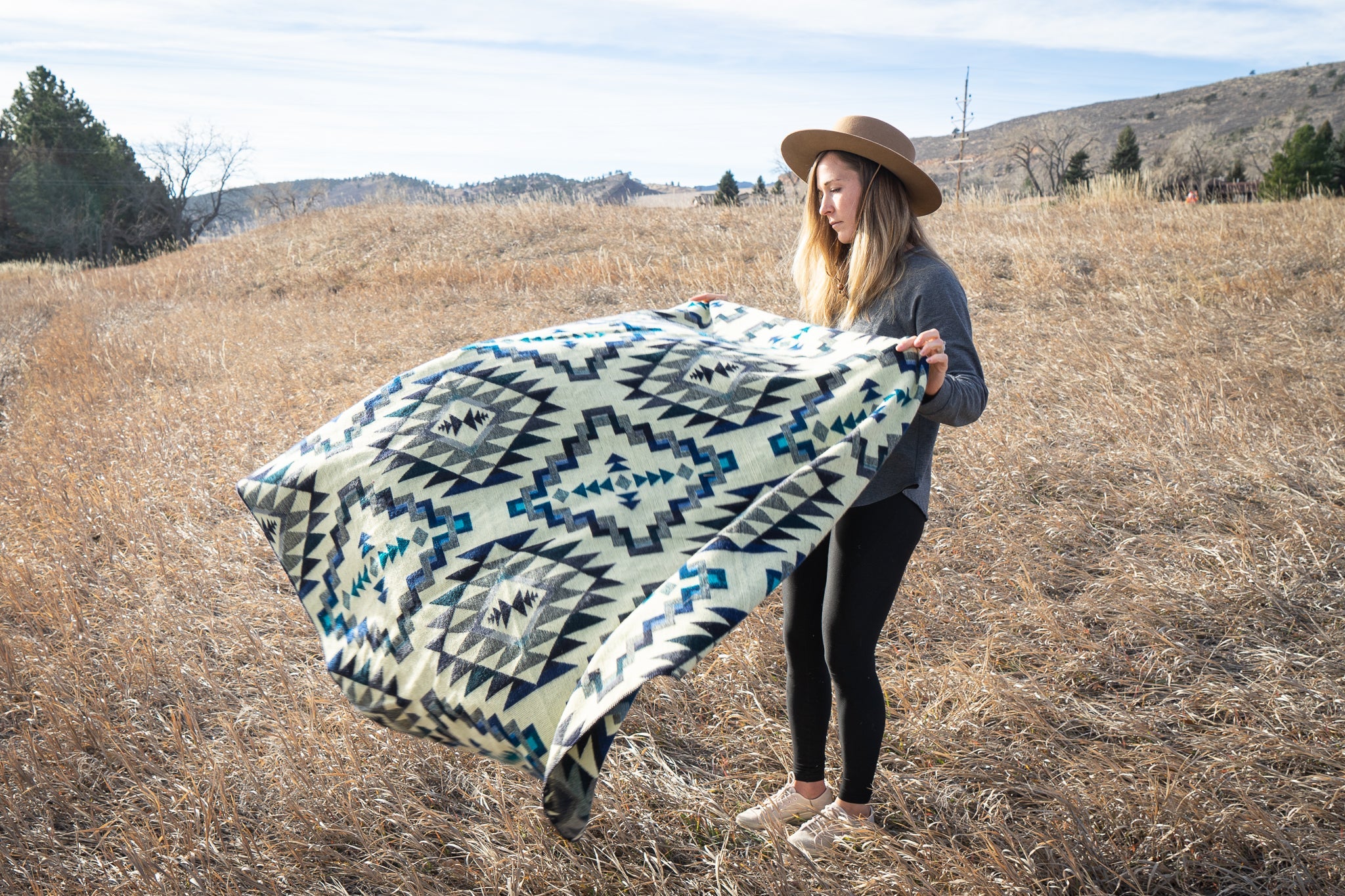  Alpaca Threadz Andean Alpaca Wool Blanket - Blue Chakana by Alpaca Threadz - Default Title - Bonton