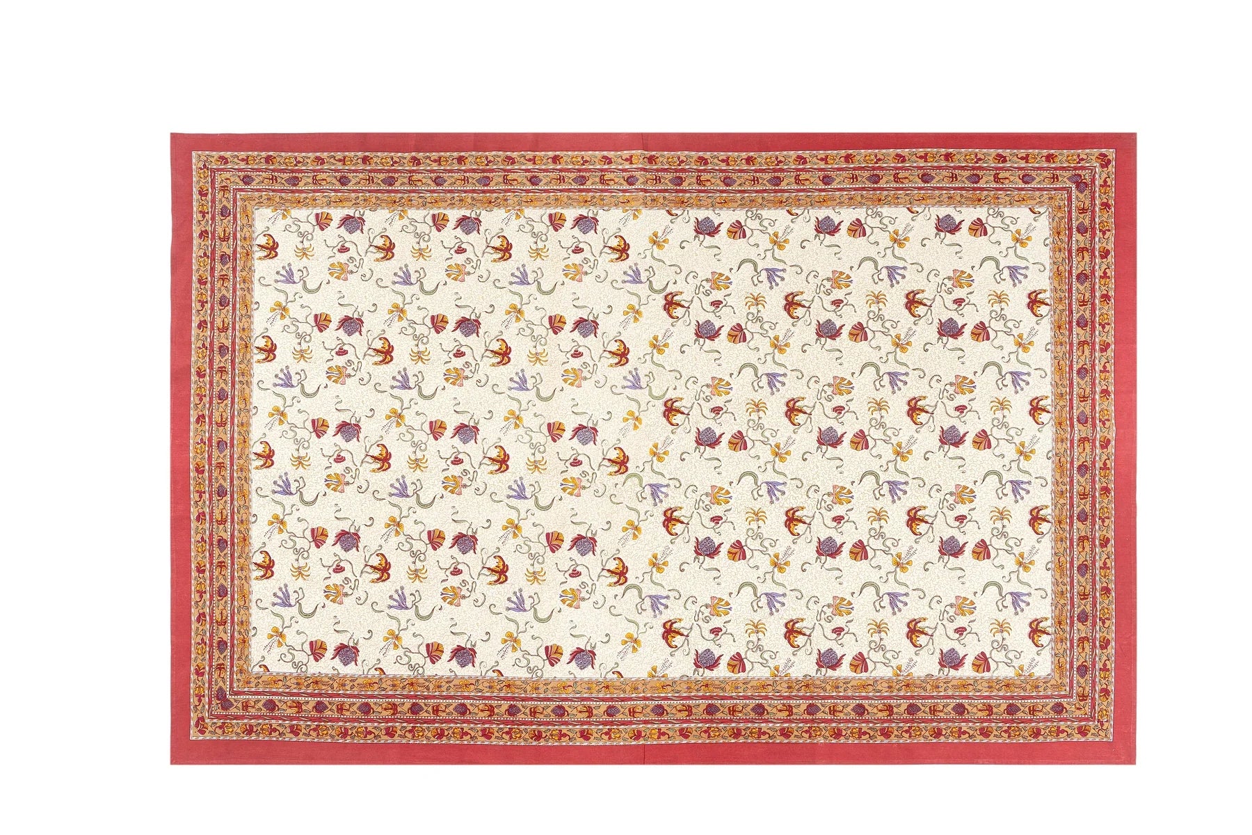  Couleur Nature Fleurs des Indes Tablecloth - Red/White - Bonton