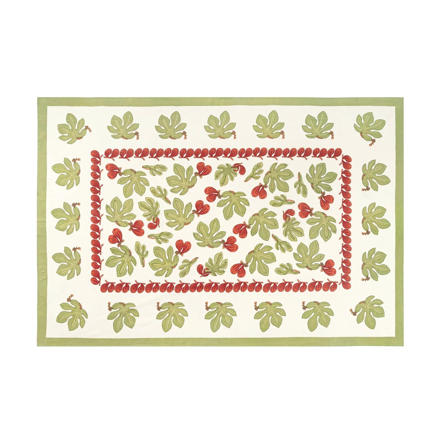  Couleur Nature Fig Red/Green Tablecloth - Red/Green - Bonton