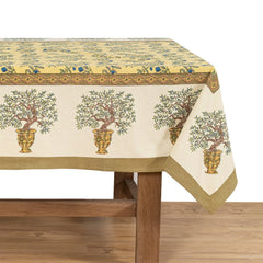 Olive Tree Khaki/Blue Tablecloth