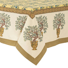 Olive Tree Khaki/Blue Tablecloth