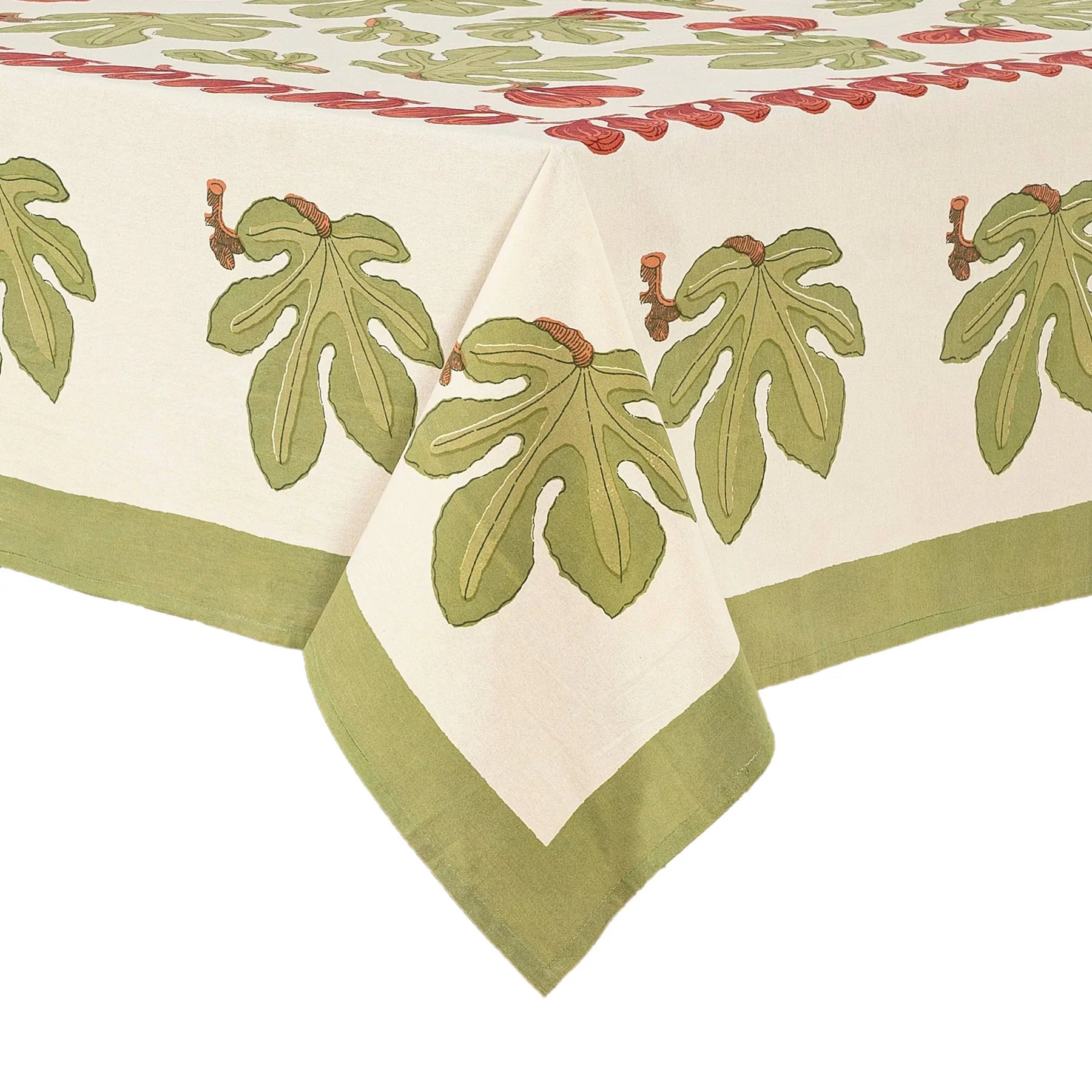  Couleur Nature Fig Red/Green Tablecloth - Red/Green - Bonton