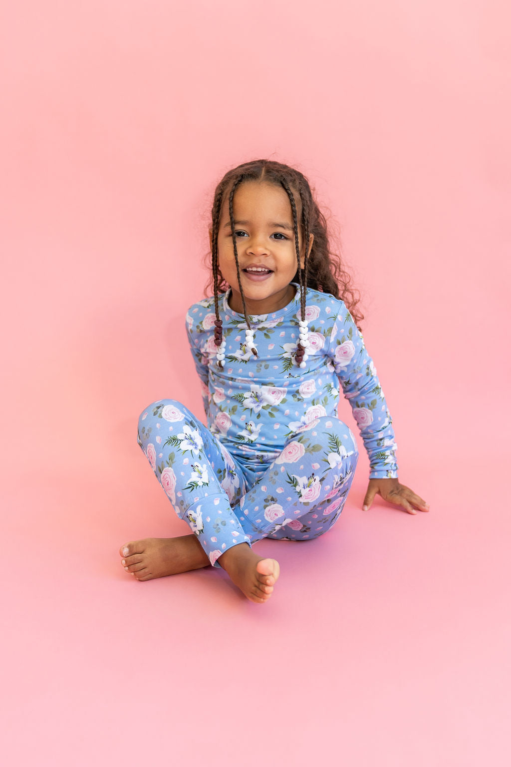  Laree + Co. Lillian Floral Bamboo 2-Piece Long Sleeve Set - 2T - Bonton