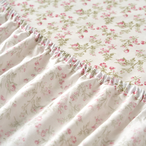 DaDa Bedding Collection Romantic Coquette Sheet Set - 100% Cotton Floral Fitted & Flat Sheets with Pillowcases - Deep Pocket Design - Soft, Breathable, Wrinkle-Resistant by DaDa Bedding Collection