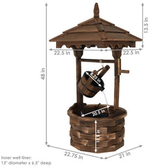 48"H Electric Fir Wood Old-Fashioned Wishing Well Water Fountain