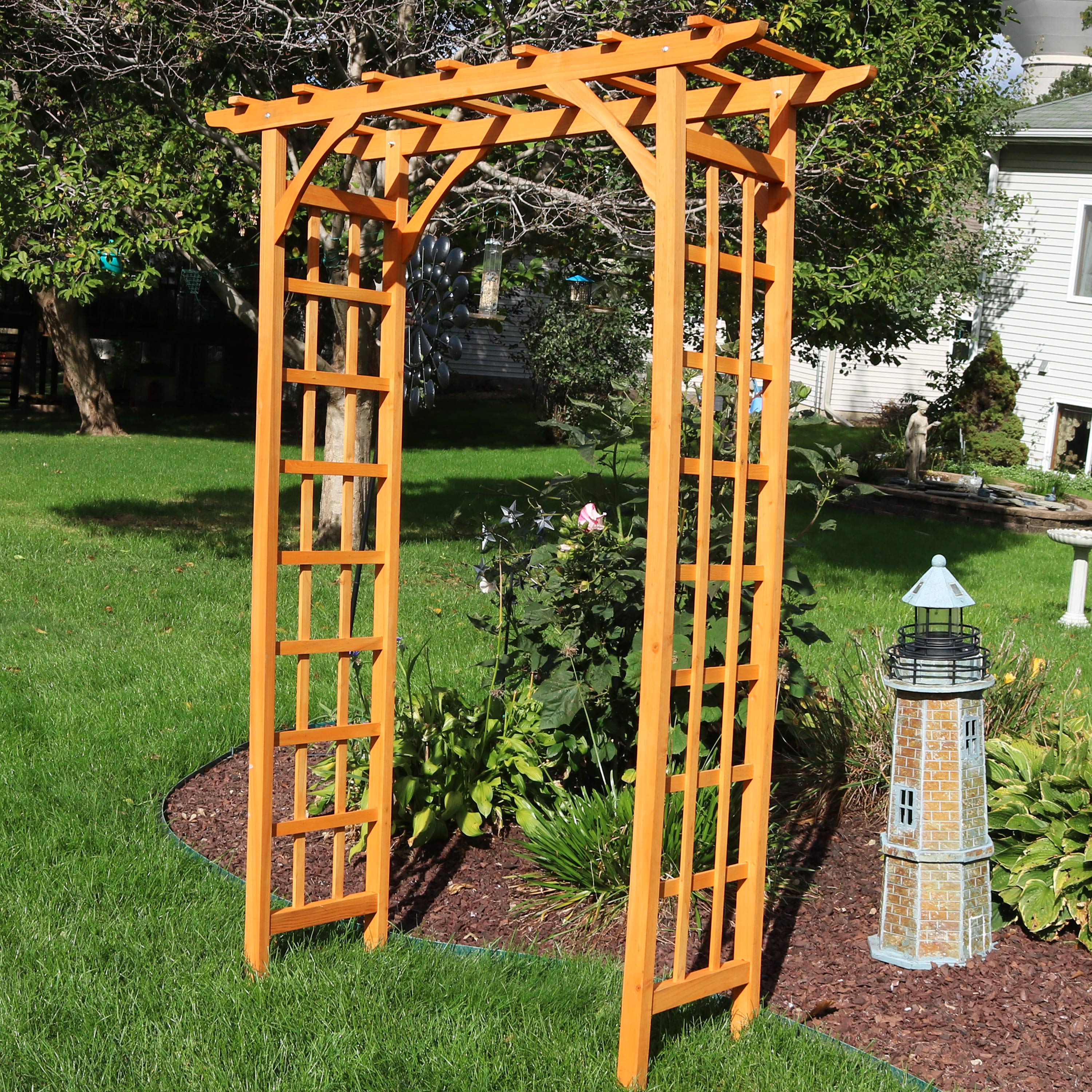  Sunnydaze Decor Durable Wooden Arbor For Gardening, Walkways, and Wedding Decor with Weatherproof Finish - 78