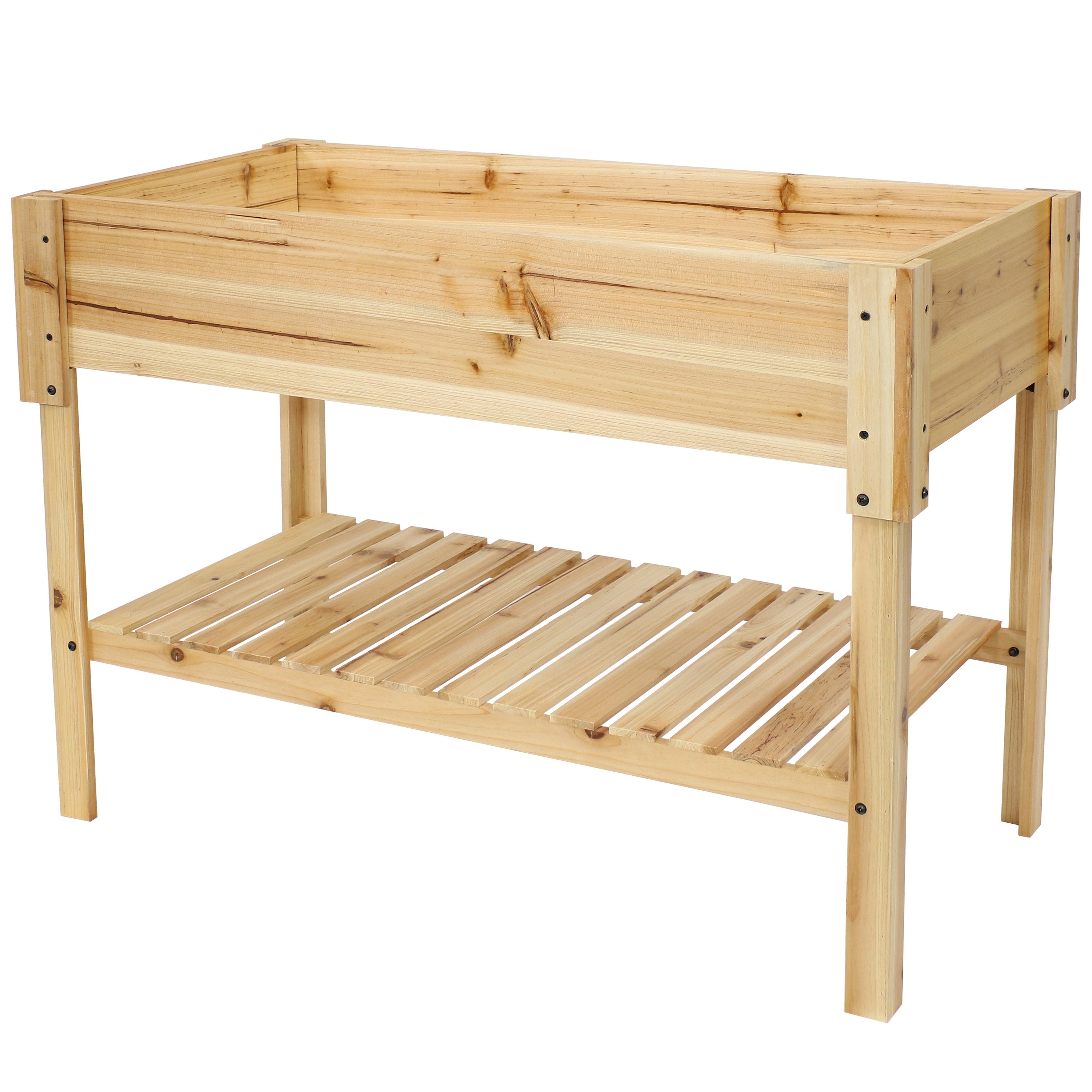  Sunnydaze Decor Wooden Garden Bed with Lower Shelf 42