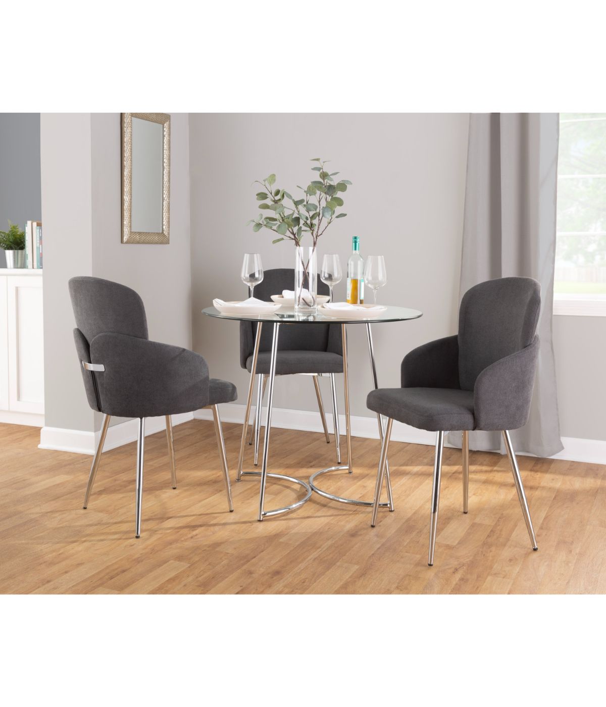  LumiSource Cece Dinette Table Chrome & Clear - Chrome & Clear - Bonton