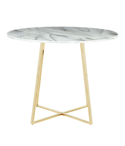 Cosmo Dining Table Gold & White Marble