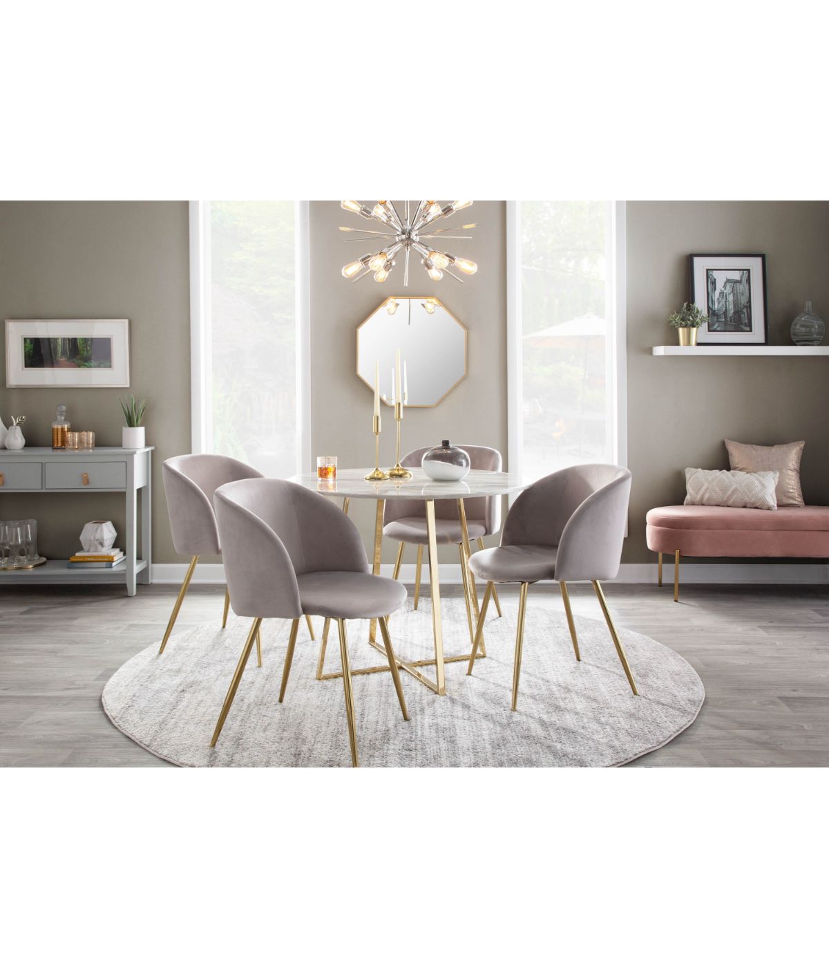 Cosmo Dining Table Gold & White Marble