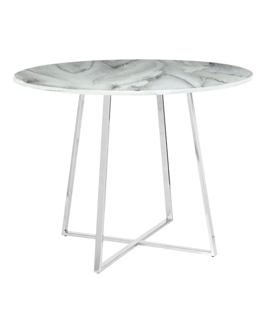 Cosmo Dining Table Chrome & White Marble