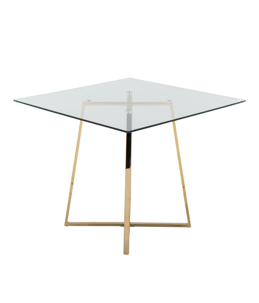 Cosmo Square Dining Table Gold & Clear