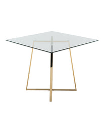 Cosmo Square Dining Table Gold & Clear