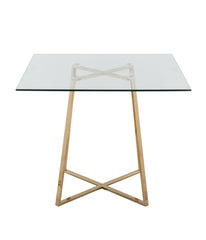 Cosmo Square Dining Table Gold & Clear