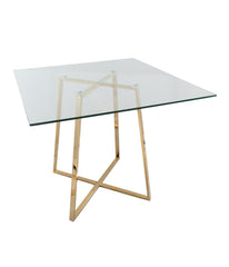 Cosmo Square Dining Table Gold & Clear