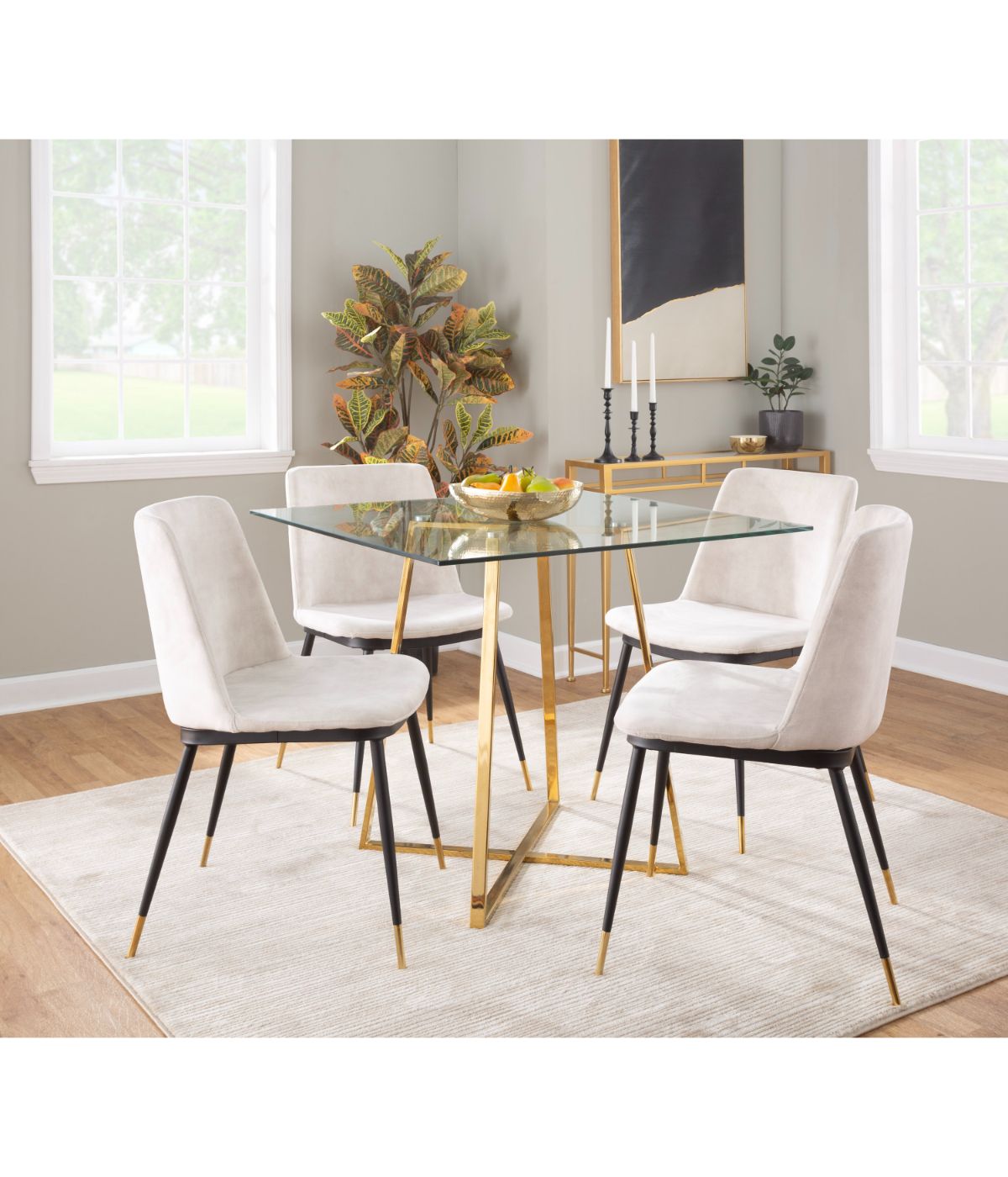  LumiSource Cosmo Square Dining Table Gold & Clear - Gold & Clear - Bonton