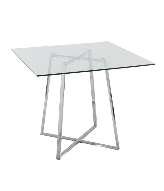 Cosmo Square Dining Table Chrome & Clear