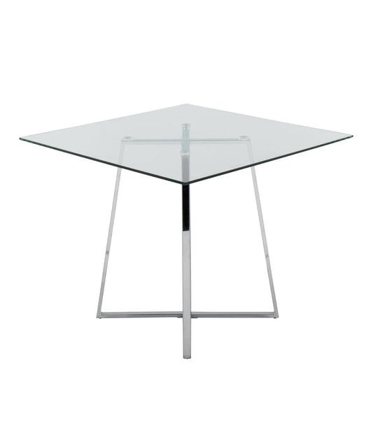 Cosmo Square Dining Table Chrome & Clear