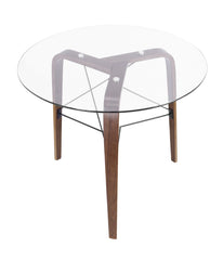 Trilogy Round Dinette Table Walnut & Clear