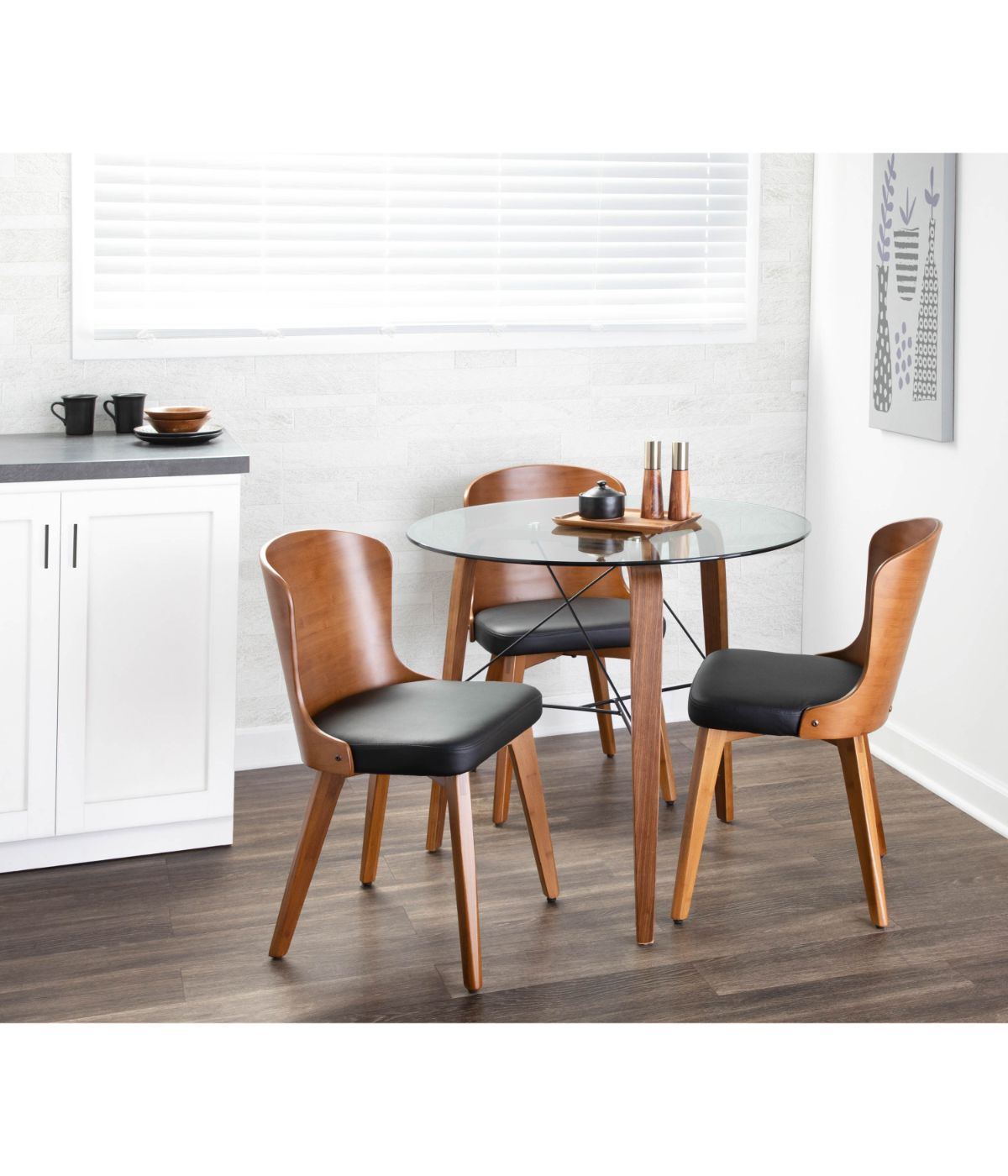  LumiSource Trilogy Round Dinette Table Walnut & Clear - Walnut & Clear - Bonton