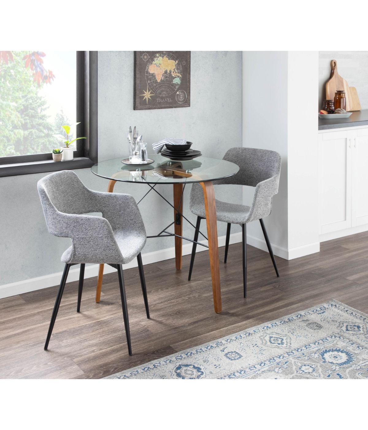  LumiSource Trilogy Round Dinette Table Walnut & Clear - Walnut & Clear - Bonton