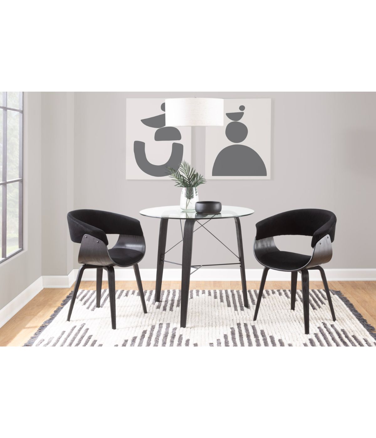  LumiSource Trilogy Round Dinette Table Black & Clear - Black & Clear - Bonton