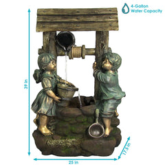 39"H Polyresin and Fiberglass Children at the Well Water Fountain with LED Light