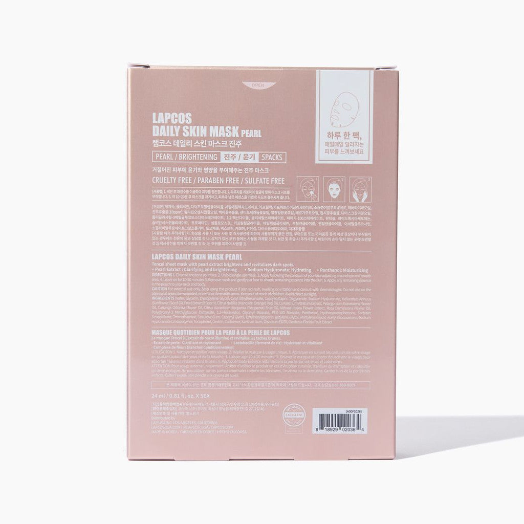  LAPCOS Daily Pearl Facial Skin Mask by LAPCOS - 5 Pack - Bonton