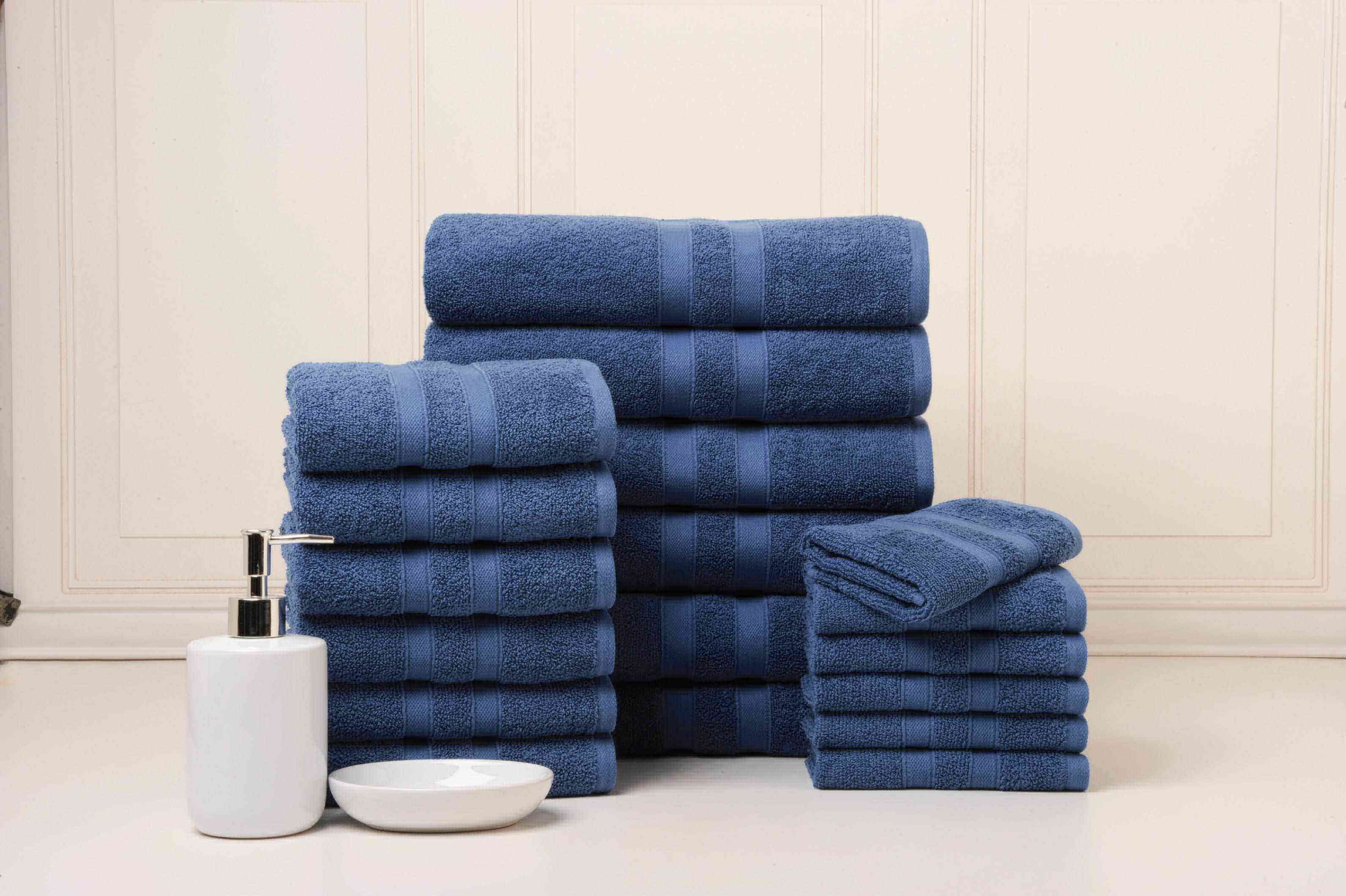  Bibb Home Bibb Home 18 Piece Egyptian Cotton Towel Set - Solid Aqua - Bonton