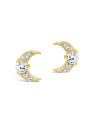 Crescent Moon Earrings with CZ Stones