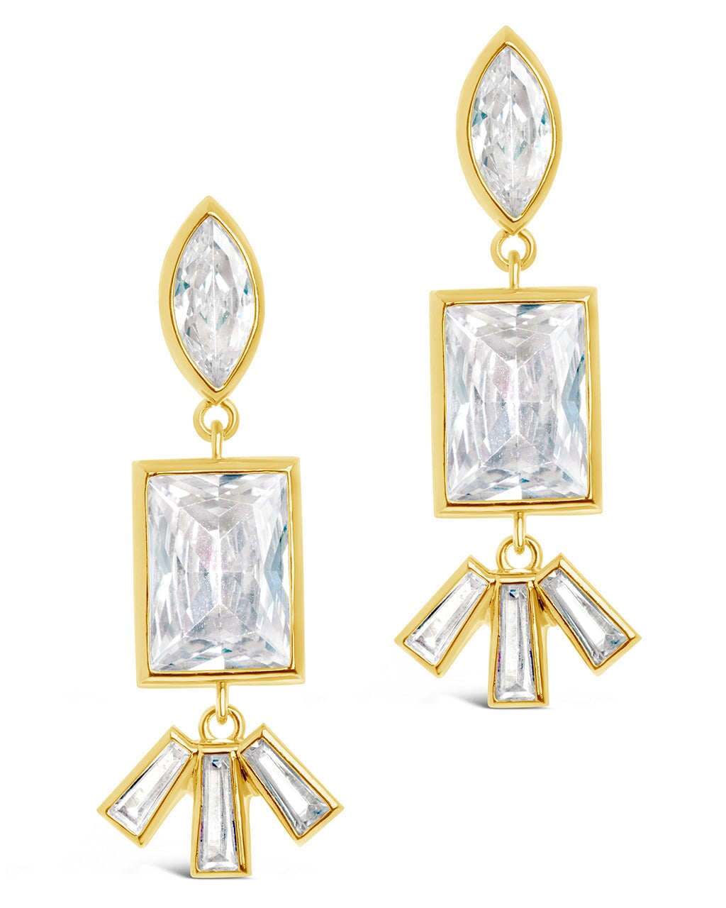  Sterling Forever Bella Drop Earrings - Gold - Bonton