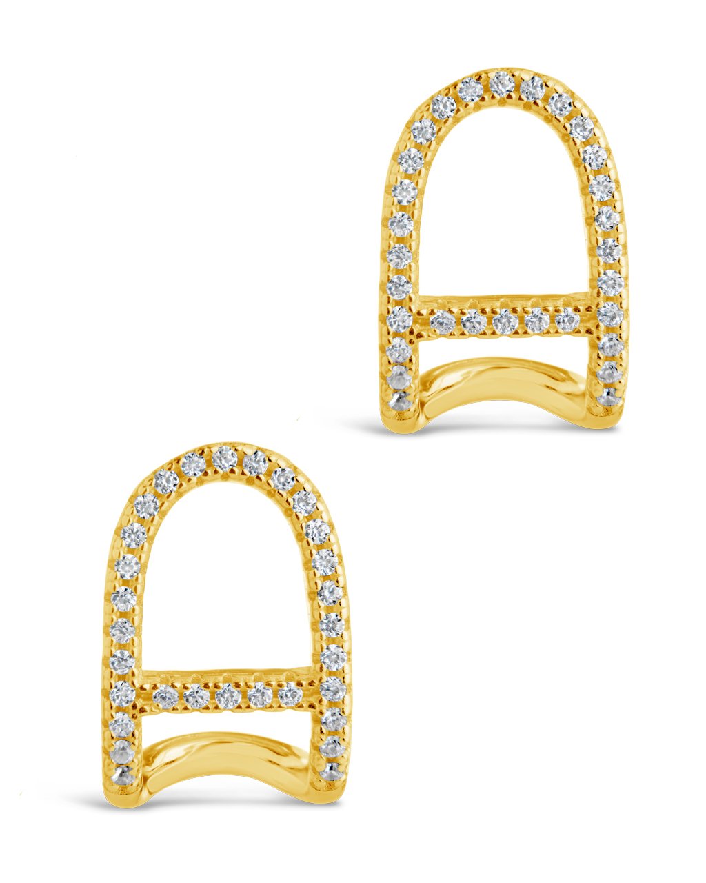  Sterling Forever Ezra Suspender Studs with Cubic Zirconia Stones - Gold - Bonton