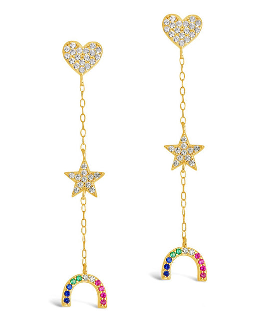 Fai Dangle Studs with Rainbow Design