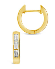 Cubic Zirconia Baguette Micro Hoops