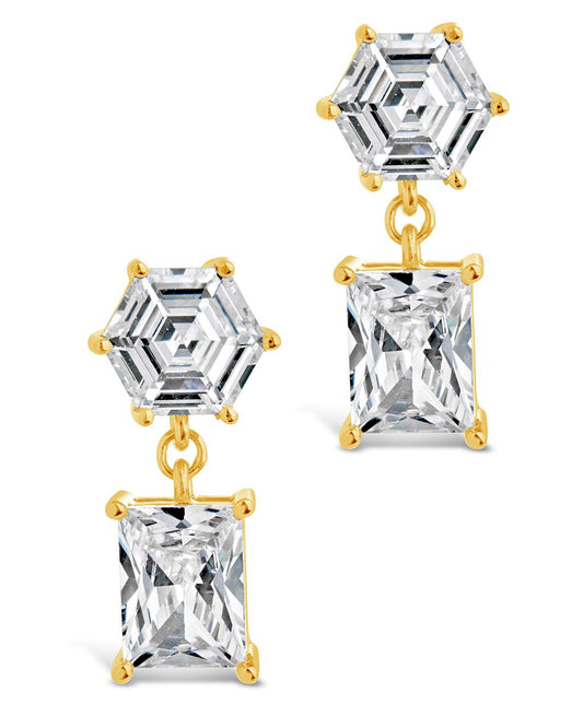 Daphne Drop Studs with CZ Stones