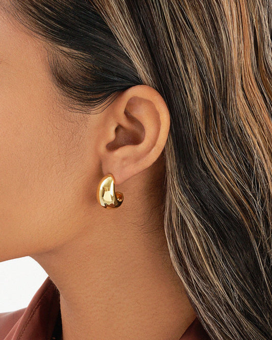 Gold Rhodium and Silver-Plated Stud Hoops