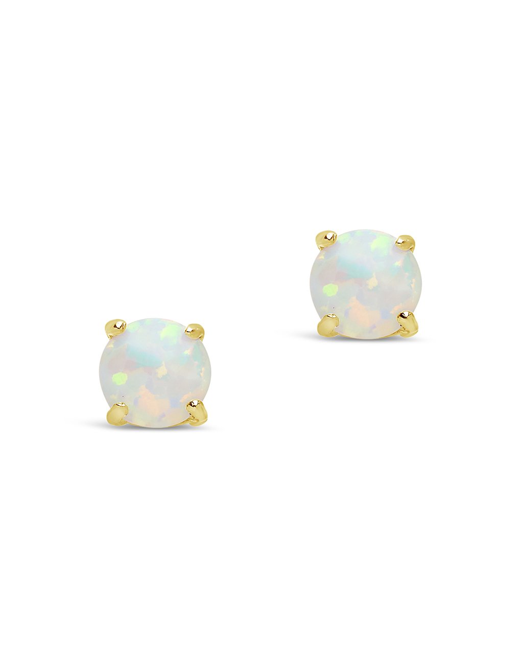  Sterling Forever 6mm Opal Studs in Sterling Silver - Silver - Bonton