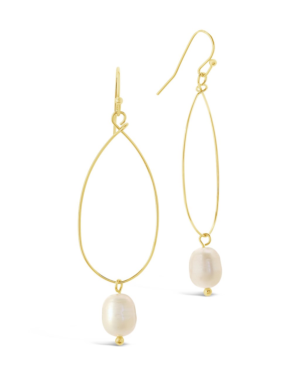  Sterling Forever Teardrop Pearl Dangle Earrings - Gold - Bonton