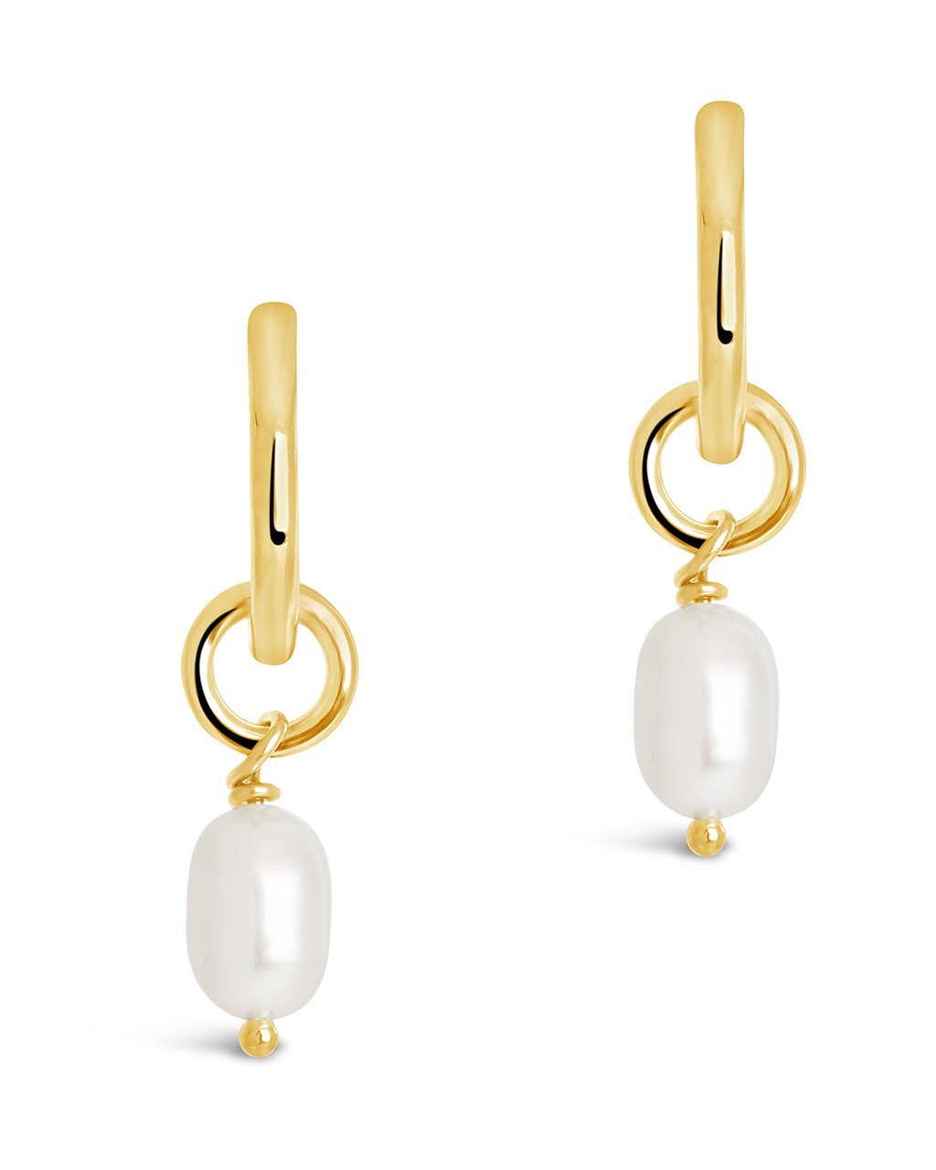  Sterling Forever Pearl Drop Hoop Earrings - Gold - Bonton