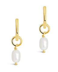 Pearl Drop Hoop Earrings