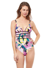 Gioa Deep Plunge One piece Swimsuit-Multi