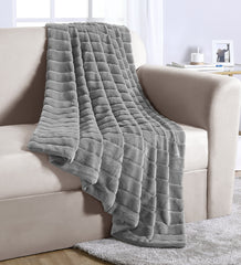 Ribbed Faux Rabbit Fur Throw