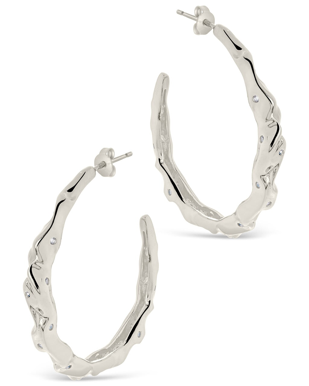  Sterling Forever Damaris Hoops - Silver - Bonton