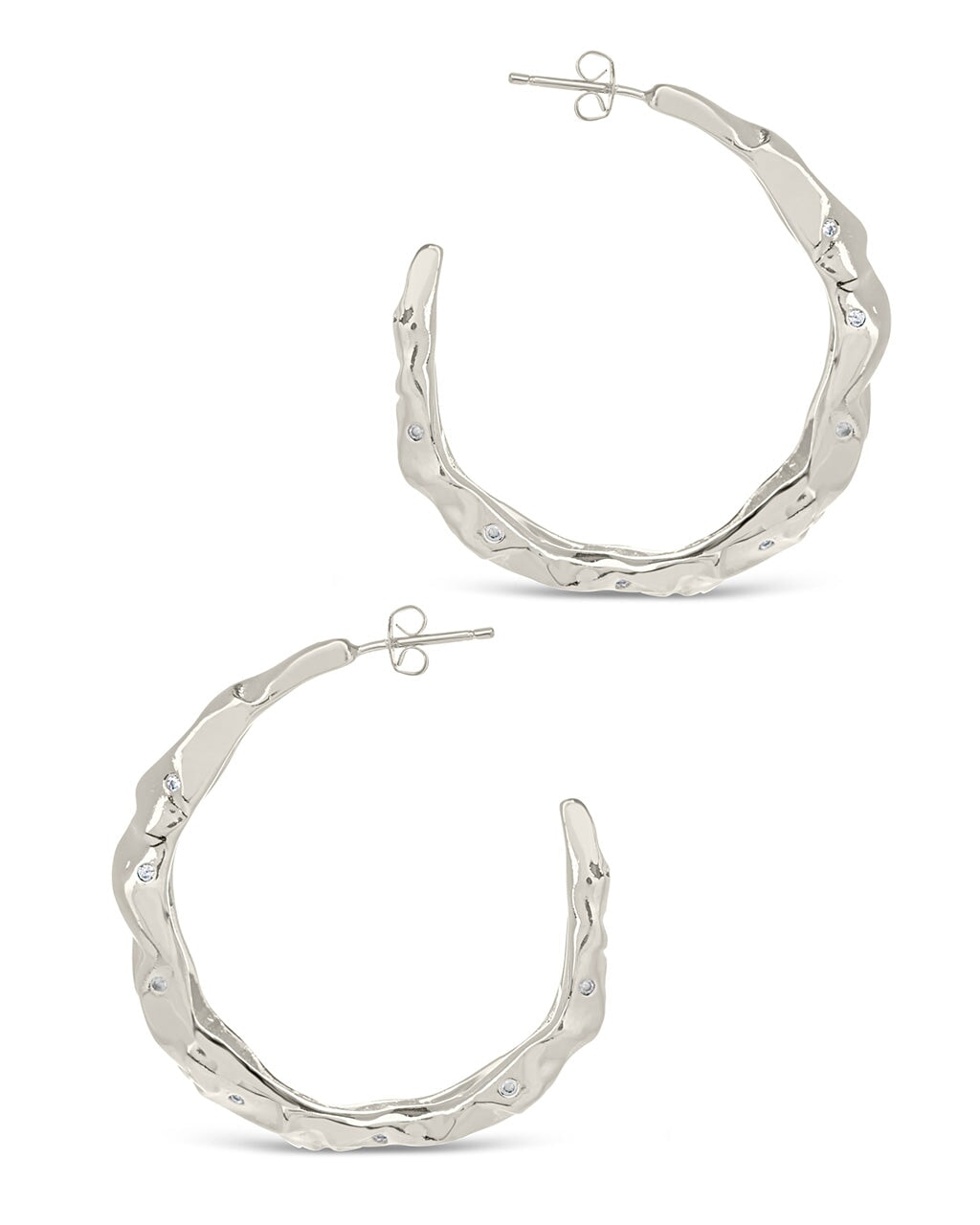  Sterling Forever Damaris Hoops - Silver - Bonton